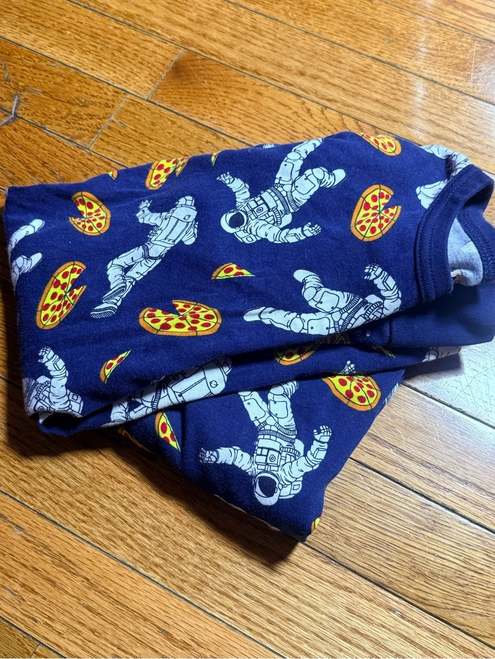 Kids landsend Blue Astronaut & Pizza Print Pajama Set